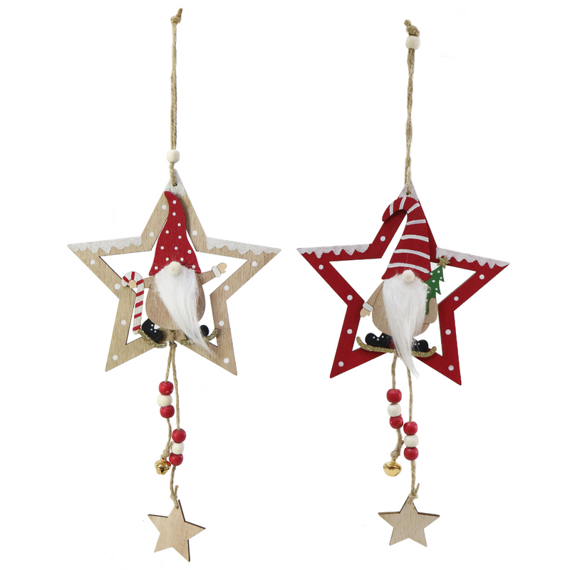 Ronis Hanging Star Gnome Deco 15cm Assorted