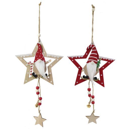 Ronis Hanging Star Gnome Deco 15cm Assorted
