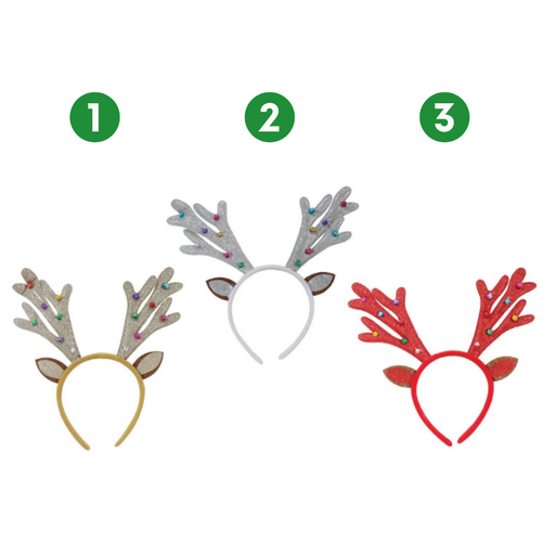 Ronis Headband Antlers Glitter Multi Nutbells 3 Asstd