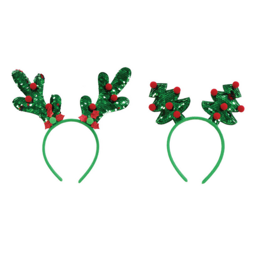 Ronis Headband Green Holly Sequins 2 Asstd