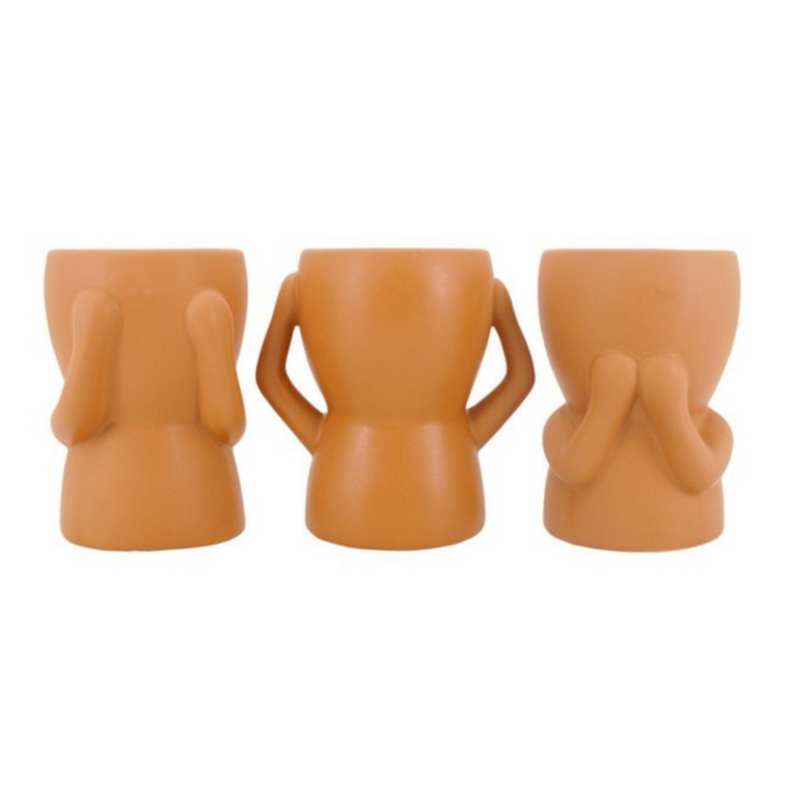 Ronis Hear/See/Speak Pothead 14cm Caramel Assorted