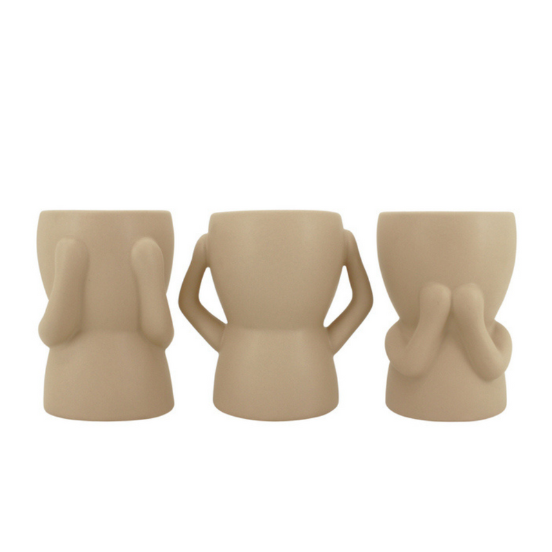 Ronis Hear/See/Speak Pothead 14cm Latte Assorted
