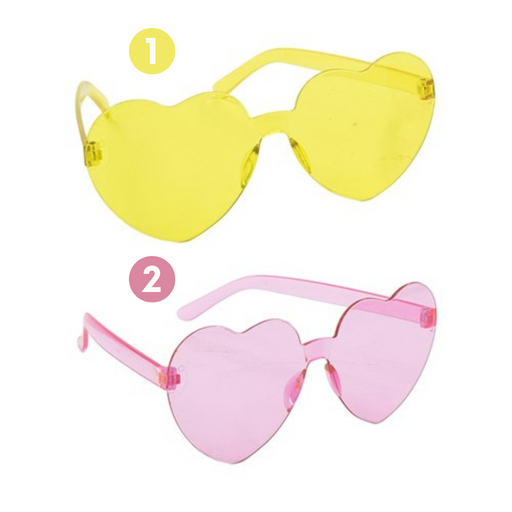 Ronis Heart Shaped Party Glasses Yellow And Pink 2 Asstd