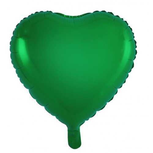 Green heart-shaped Decrotex foil balloon 45cm with shiny finish for party décor and helium balloon bouquets