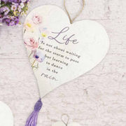 Ronis Heart Shape Wildflower Quote Signs with Tassel 15x15x0.6cm Assorted – thumbnail