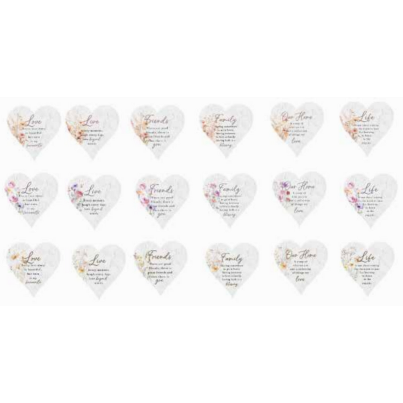 Ronis Heart Shape Wildflower Quote Signs with Tassel 15x15x0.6cm Assorted