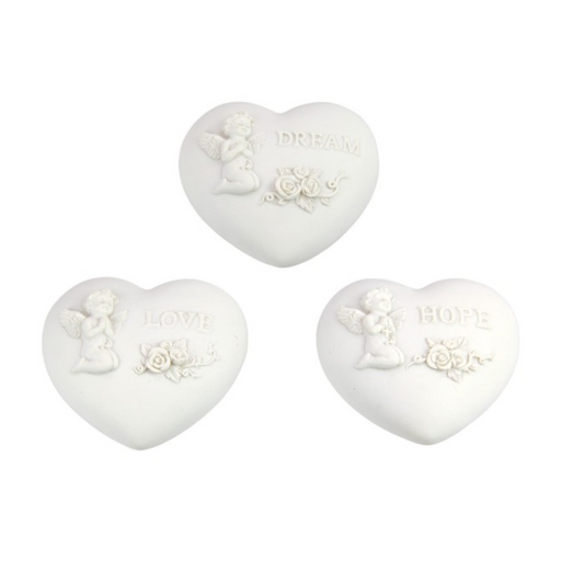 Ronis Heart With Cherub and Inspirational Word 7cm Assorted