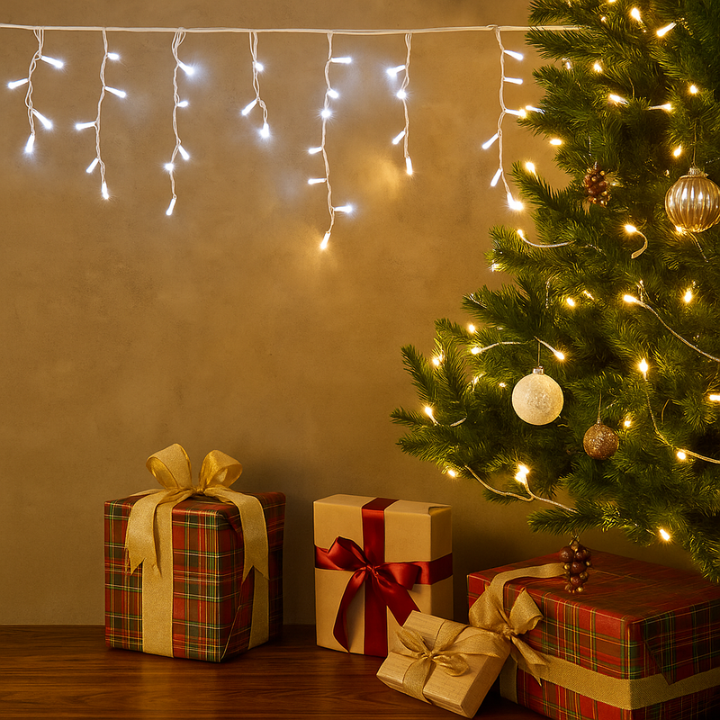 Heavy duty 200 cool white connectable icicle lights for outdoor Christmas decoration