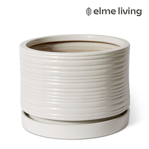 Ronis Henley Planter with Saucer Outdoor White 42x42x31cm