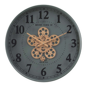 Henri 50cm Green Modern Wall Clock with Exposed Gear Design – Industrial Style Timepiece