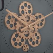 Henri 50cm Green Modern Wall Clock with Exposed Gear Design – Industrial Style Timepiece