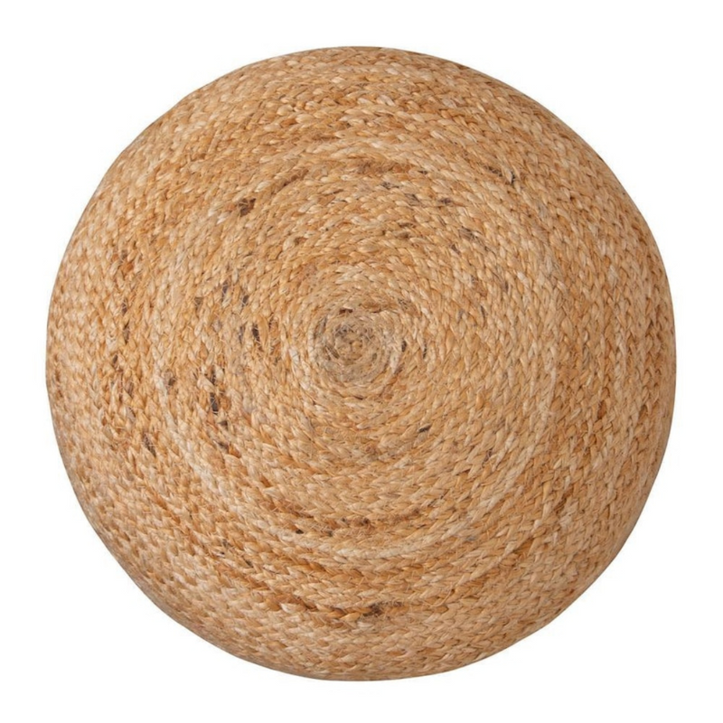 Ronis Henri Ottoman Natural and Steel Blue 45x45x40cm