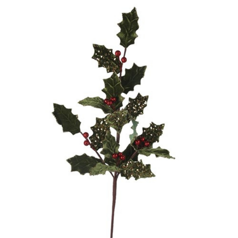 Ronis Holly Leaf Velour Stem 80cm
