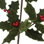 Artificial holly berry leaf stem 80cm Christmas floral decoration with red berries and green leaves
