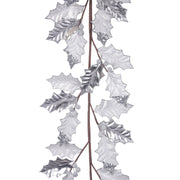 White and Platinum Holly Leaf Garland 120cm Christmas decoration