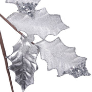 White and Platinum Holly Leaf Garland 120cm Christmas decoration