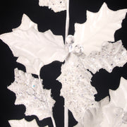 White Holly Leaf Stem 80cm artificial decorative foliage for Christmas arrangements and displays