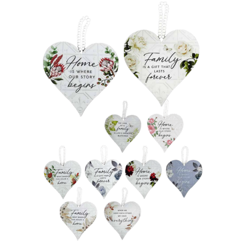 Ronis Home/Family Quotes Heart Shape Beaded Plaques 20x20cm Assorted