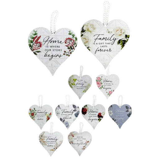 Ronis Home/Family Quotes Heart Shape Beaded Plaques 20x20cm Assorted