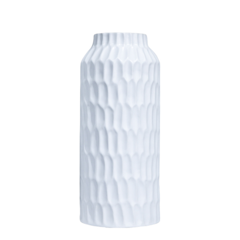 Ronis Honeycomb Haven Vase 13x30cm White