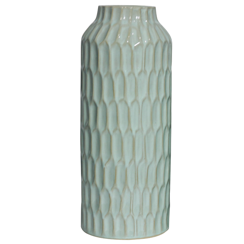 Honeycomb Haven vase 15x38cm blue tall textured decorative vase with honeycomb pattern for coastal Hamptons and modern home décor styling