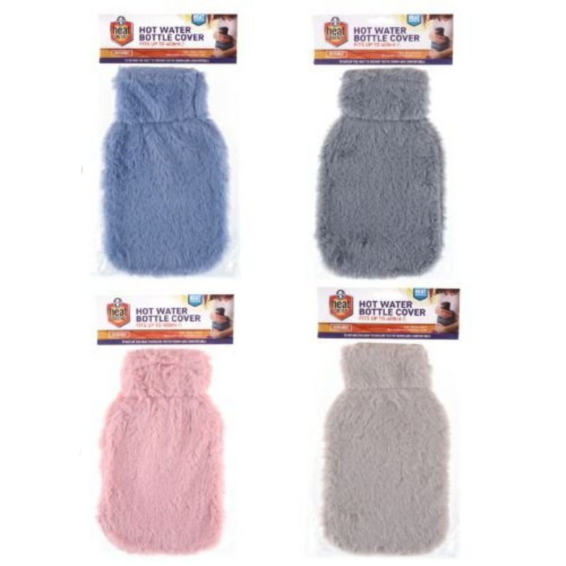 Ronis Hot Water Bottle Cover Coral Fleece Bottle 24x15cm Grey, Pink, Blue & Charcoal For 400ml
