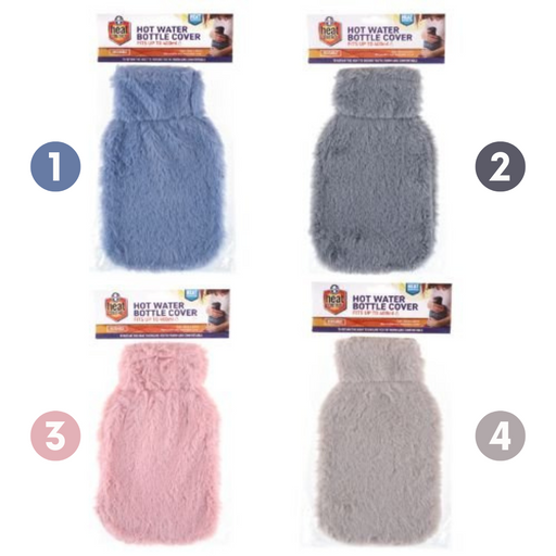 Ronis Hot Water Bottle Cover Coral Fleece Bottle 24x15cm Grey, Pink, Blue & Charcoal For 400ml