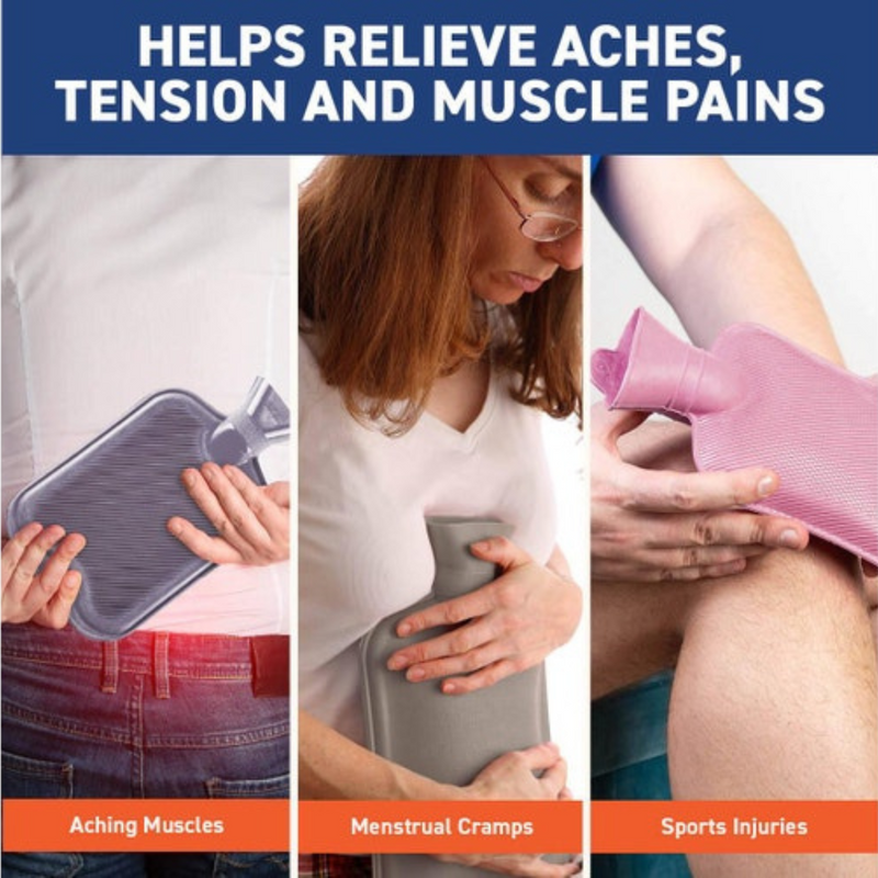 Ronis Hot Water Bottle Pastel 32x20cm Light Grey, Coffee, Light Pink & Mint 1.7L 4 Asstd