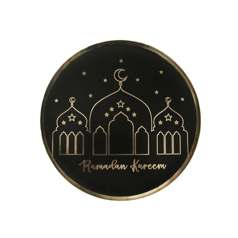 Hot stamp Ramadan paper plates 12 pack 23cm for Eid and Ramadan party tableware