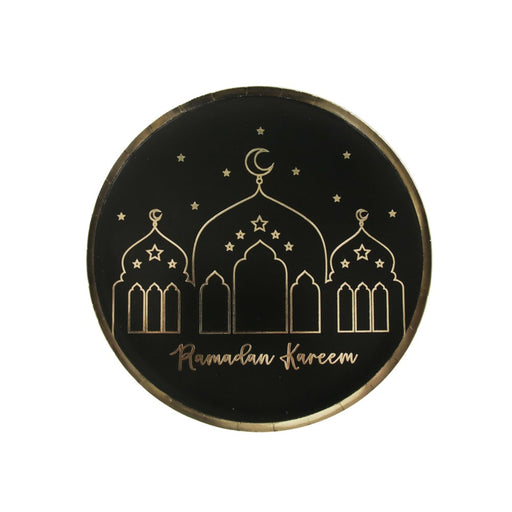 Hot stamp Ramadan paper plates 12 pack 23cm for Eid and Ramadan party tableware