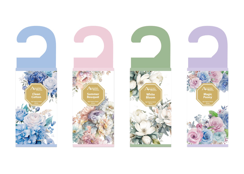 Aromatic bouquet scented hanging sachet, assorted display styles
