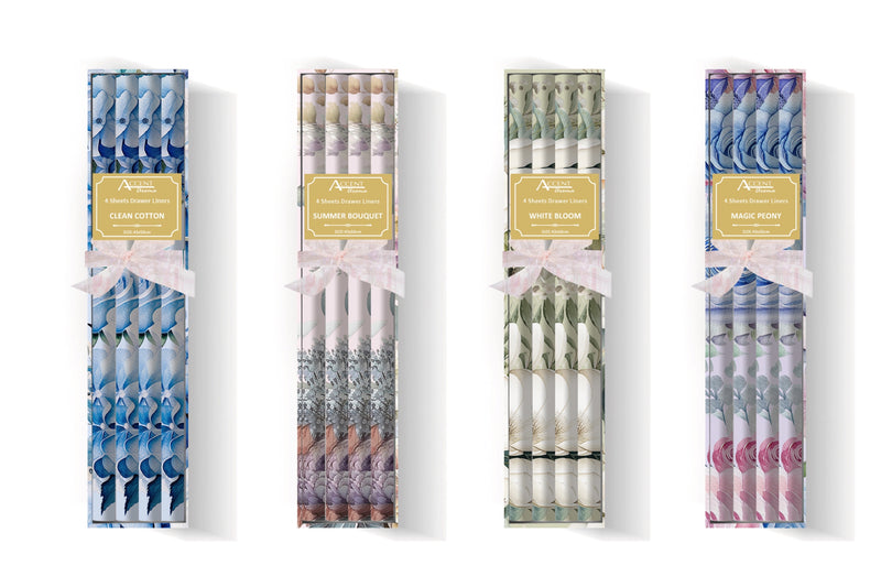Aromatic bouquet scented drawer liner pack of four, assorted display