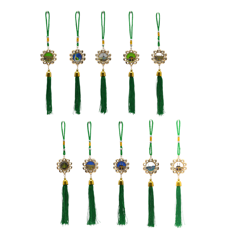 Icon Mecca Hanging Green Gold 25cm assorted Ramadan hanging decoration with gold detailing