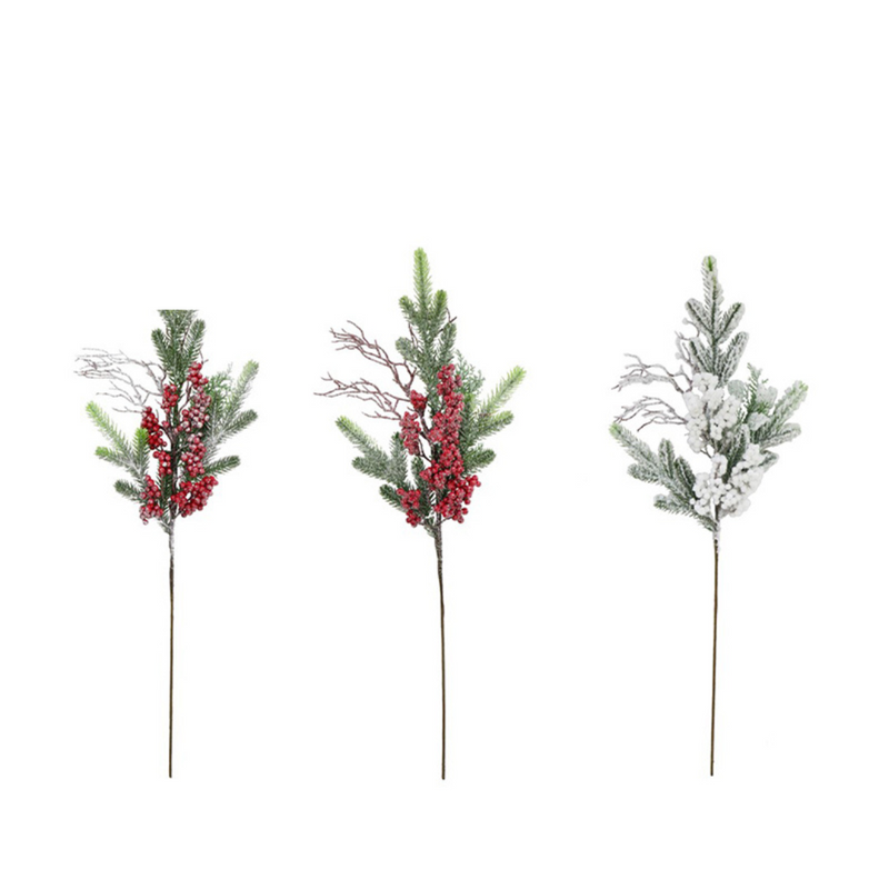 Ronis Icy Glitter Foliage Berries Spray 76cm 3 Asstd