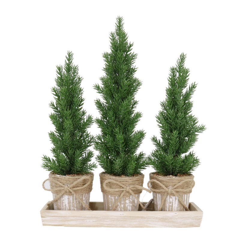 Ronis Icy Glitter Tree Potted in Tray 3pc