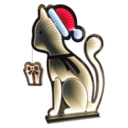 78cm indoor infinity mirror cat light with glowing LED silhouette – festive décor for cat lovers