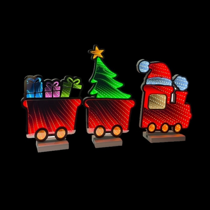 70cm Infinity Light Christmas Train with glowing 3D LED tunnel effect