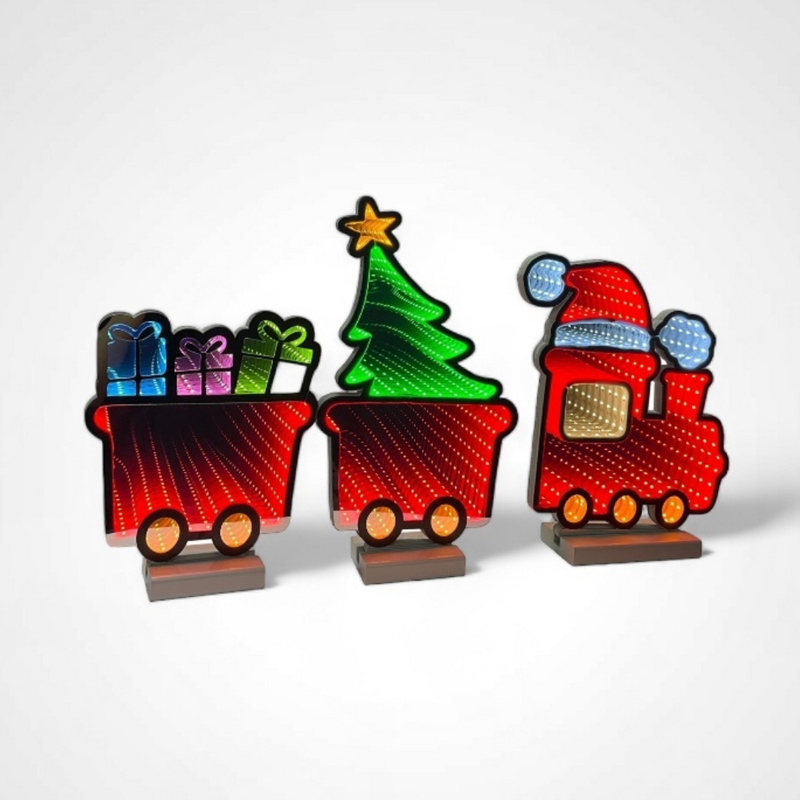 70cm Infinity Light Christmas Train with glowing 3D LED tunnel effect
