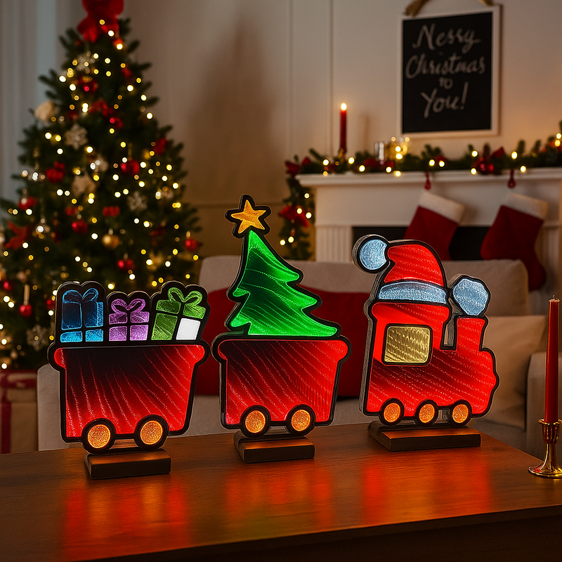 70cm Infinity Light Christmas Train with glowing 3D LED tunnel effect