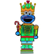 76cm Infinity Cookie Monster Nutcracker figurine in festive uniform with cookie accents, ideal for Sesame Street Christmas decorations.