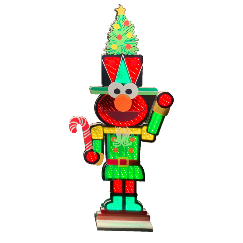 77cm Infinity Elmo Nutcracker Figurine dressed in a festive nutcracker outfit, ideal for Sesame Street Christmas decorations.
