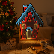 66cm Infinity Gingerbread House Christmas decoration with LED mirror lights and candy accents