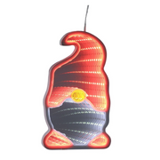 Infinity mirror Christmas gonk decoration glowing with LED lights hanging on a festive wall