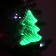 Infinity LED hanging Christmas tree glowing green with 3D mirror light tunnel effect