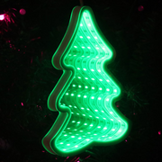 Infinity LED hanging Christmas tree glowing green with 3D mirror light tunnel effect