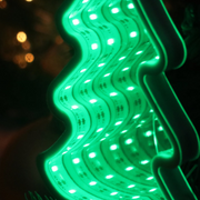 Infinity LED hanging Christmas tree glowing green with 3D mirror light tunnel effect