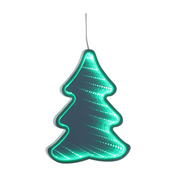 Infinity LED hanging Christmas tree glowing green with 3D mirror light tunnel effect