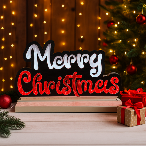 40cm LED Infinity Light “Merry Christmas” sign with 3D glowing tunnel effect