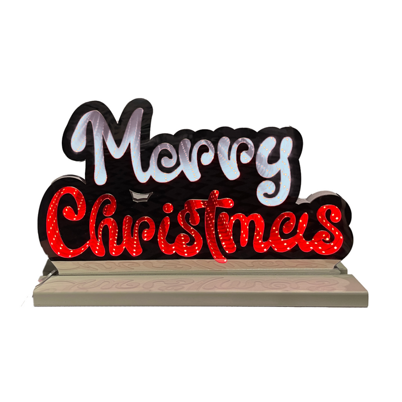 40cm LED Infinity Light “Merry Christmas” sign with 3D glowing tunnel effect