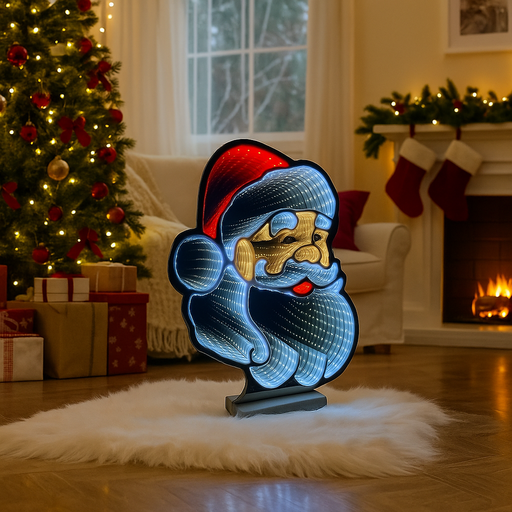 60cm LED Infinity Light Santa Claus face with red hat